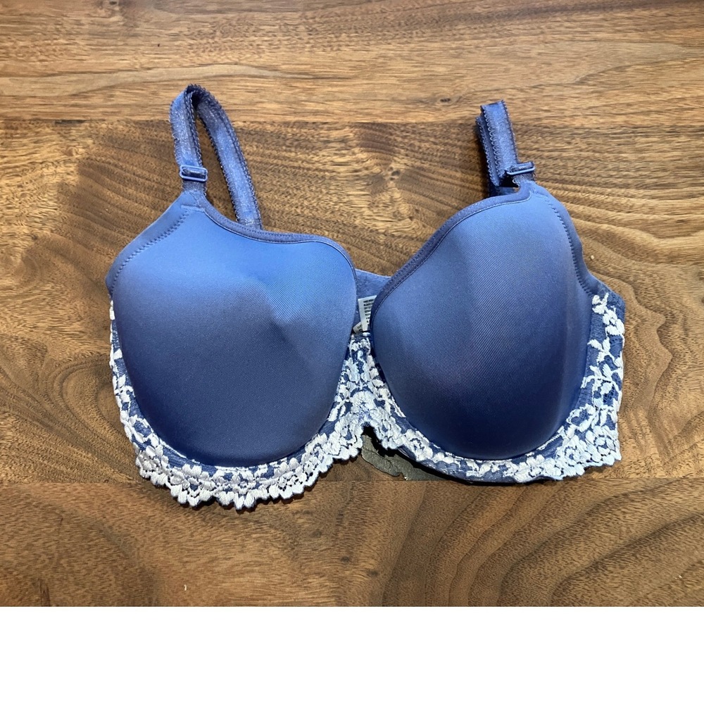 Wacoal Retro Chic Full Figure Underwire‎ Bra 32D Periwinkle Blue Lace 853191
